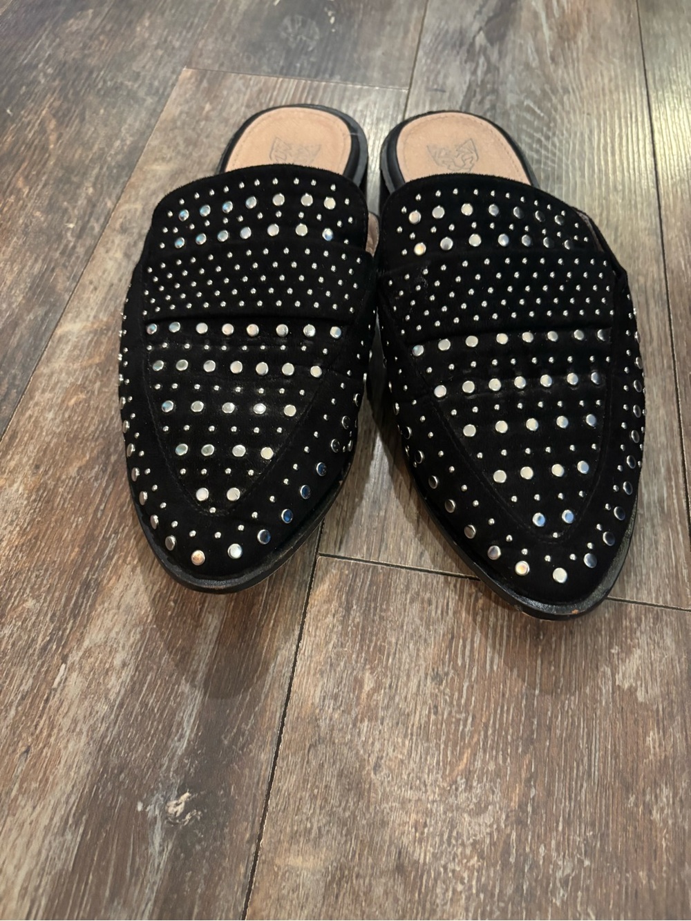 BEAST FASHION Black Studded Slip-On Loafers